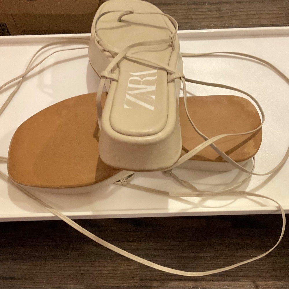 Zara Ankle Wrap Platform Sandals Size 9 NWOT - Picture 8 of 8